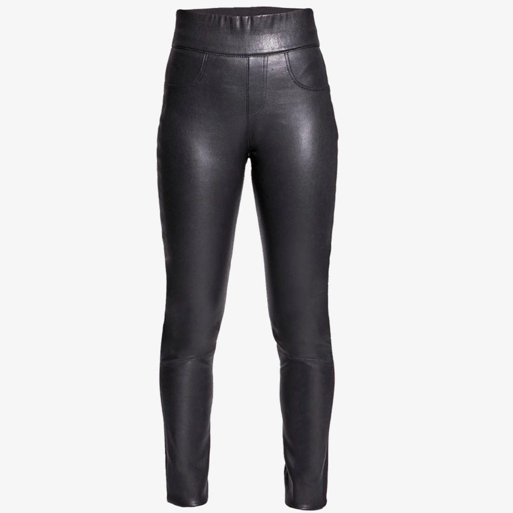 AS By DF Gigi Black Stretch Recycled Leather Front/Ponte Knit Back Legging Sz M
